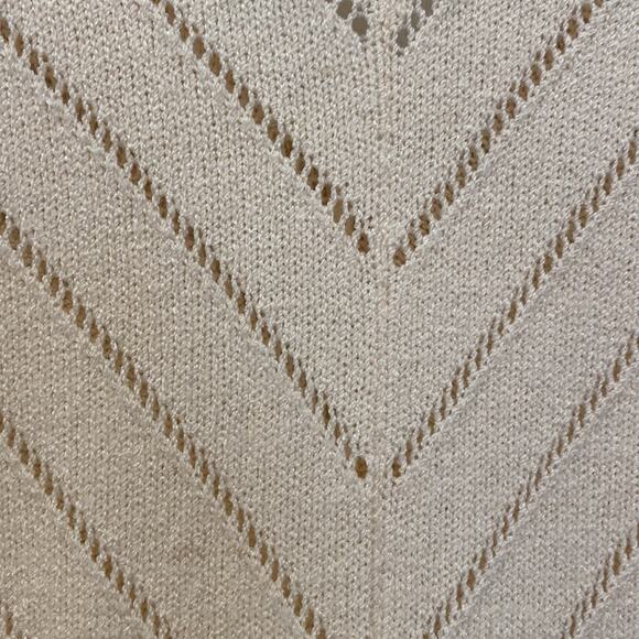 Vintage Richtone New York Cream Knit Midi Chevron Dress Ruffles Sz Small - Picture 5 of 11